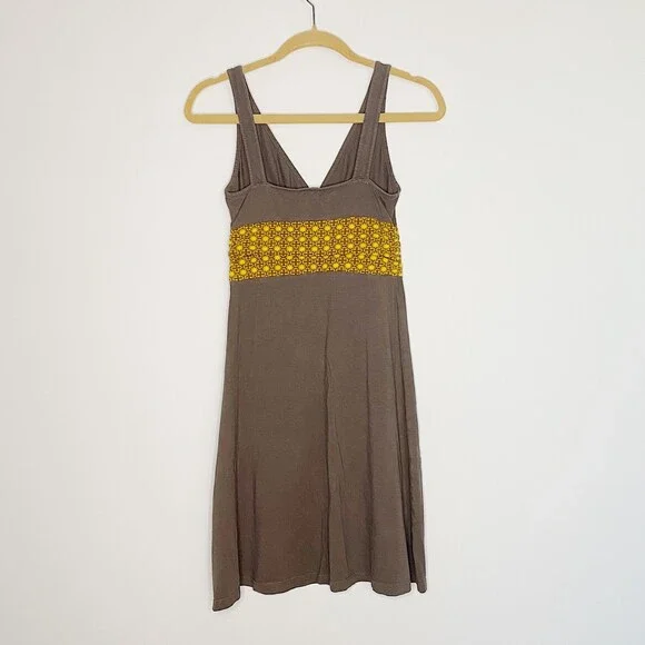 Patagonia Margot Retro Dress Casual Brown Yellow Organic Cotton Size XS - Picture 3 of 6